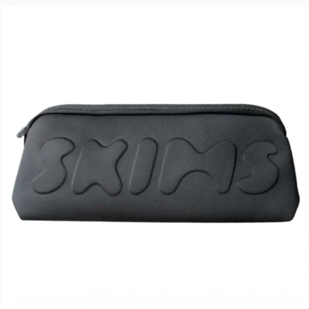 NWT SKIMS | Women’s Black Travel/Toiletry/Cosmetics Zip Top Embossed Logo Bag OS